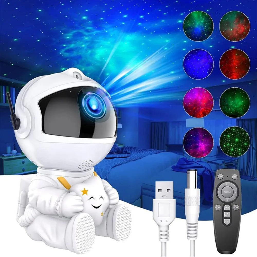 Astronaut Galaxy Starry Sky Projector Night Light Remote Control Rocket Nebula Projection Lamps For Bedroom Christmas Kids Gift