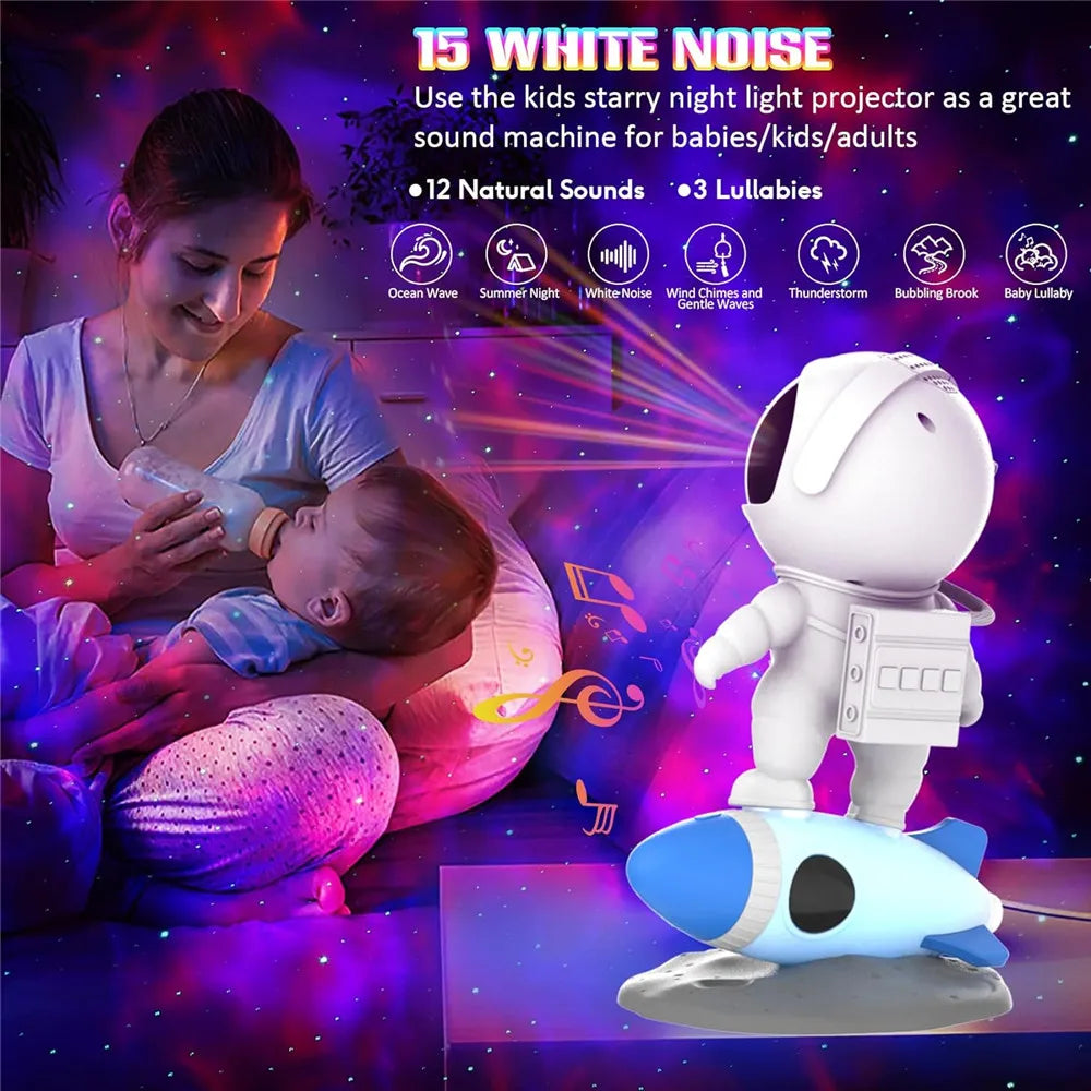 Astronaut Galaxy Starry Sky Projector Night Light Remote Control Rocket Nebula Projection Lamps For Bedroom Christmas Kids Gift