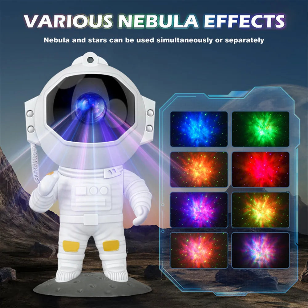 Astronaut Galaxy Starry Sky Projector Night Light Remote Control Rocket Nebula Projection Lamps For Bedroom Christmas Kids Gift