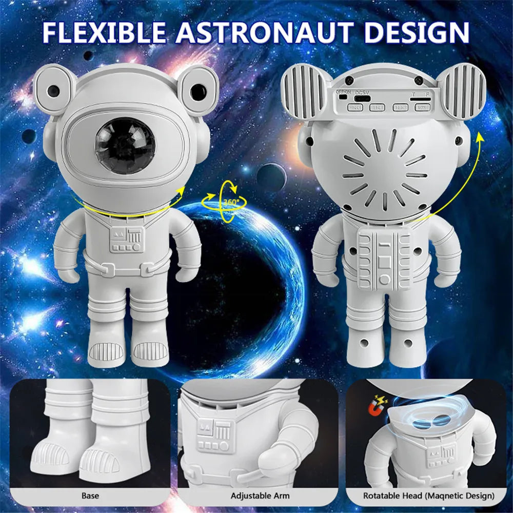 Astronaut Galaxy Starry Sky Projector Night Light Remote Control Rocket Nebula Projection Lamps For Bedroom Christmas Kids Gift