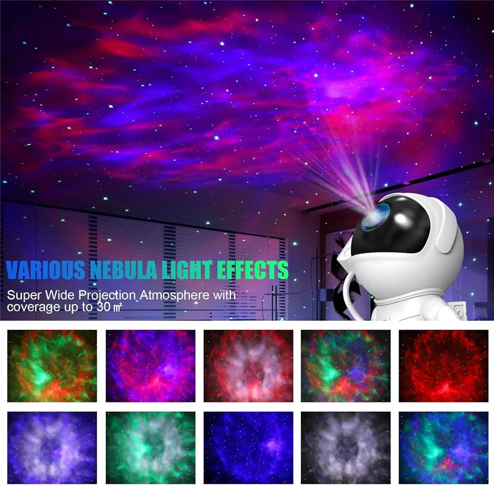 Astronaut Galaxy Starry Sky Projector Night Light Remote Control Rocket Nebula Projection Lamps For Bedroom Christmas Kids Gift