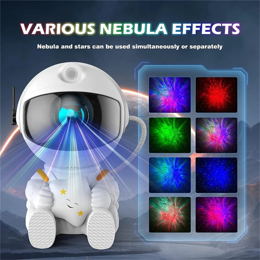 Astronaut Galaxy Starry Sky Projector Night Light Remote Control Rocket Nebula Projection Lamps For Bedroom Christmas Kids Gift