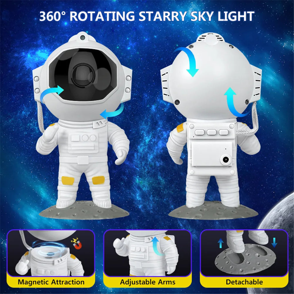 Astronaut Galaxy Starry Sky Projector Night Light Remote Control Rocket Nebula Projection Lamps For Bedroom Christmas Kids Gift