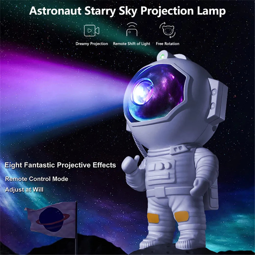 Astronaut Galaxy Starry Sky Projector Night Light Remote Control Rocket Nebula Projection Lamps For Bedroom Christmas Kids Gift